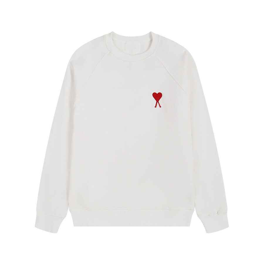 AMI Clams Heart Embroidered Crewneck Sweatshirt Unisex Autumn Winter
