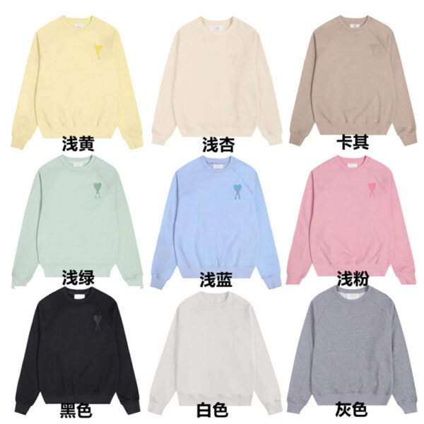 AMI Clams Heart Embroidered Crewneck Sweatshirt Unisex Loose Fit Autumn Winter (8) AMI Clams Heart Embroidered Crewneck Sweatshirt Unisex Autumn Winter