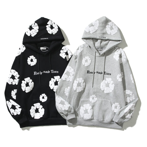 Unisex Autumn Winter Foam Print Embroidered Letter HoodieCozy autumn-winter hoodie featuring foam print and embroidered letters. Soft cotton fabric with high street casual style for unisex wear. Cozy autumn-winter hoodie featuring foam print and embroidered letters. Soft cotton fabric with high street casual style for unisex wear.