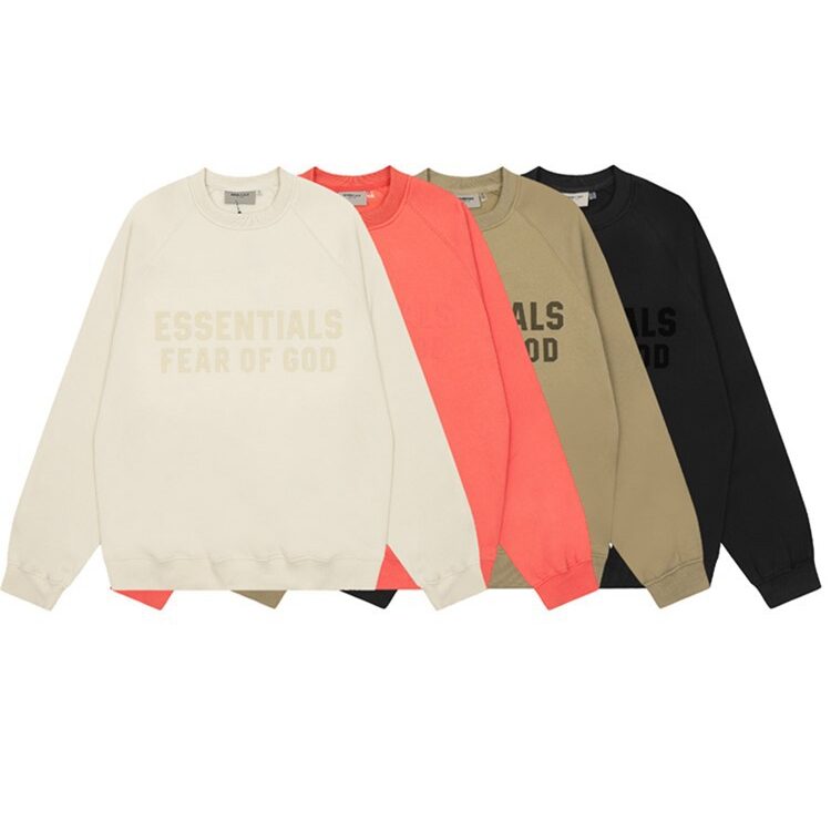 FOG Essentials Fleece-Lined Crewneck Sweatshirt with Double Letter Print