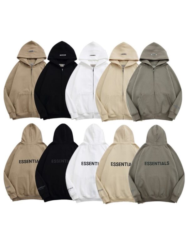 FOG Essentials Zip Hoodie with 3D Silicone Logo for Men and Women