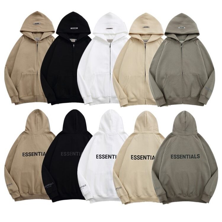 FOG Essentials Zip Hoodie with 3D Silicone Logo for Men and Women