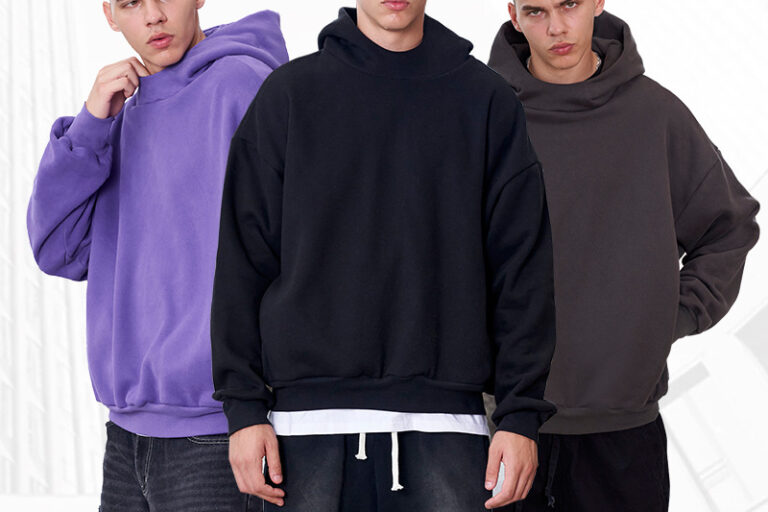 Heavyweight Boxy Pullover Hoodie with Drop Shoulder and Fleece Lining
