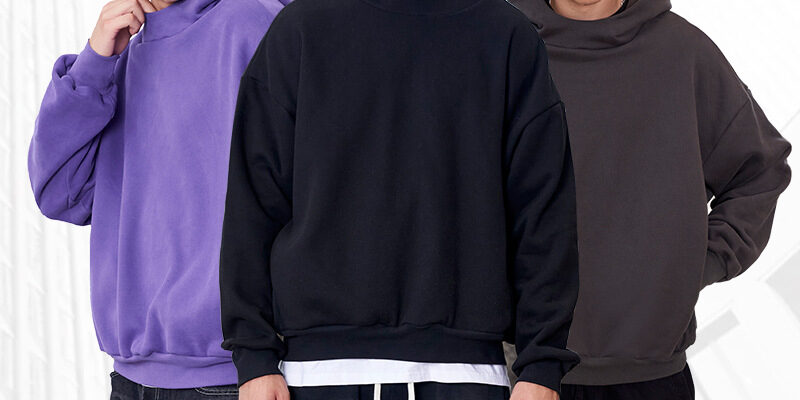 Heavyweight Boxy Pullover Hoodie with Drop Shoulder and Fleece Lining