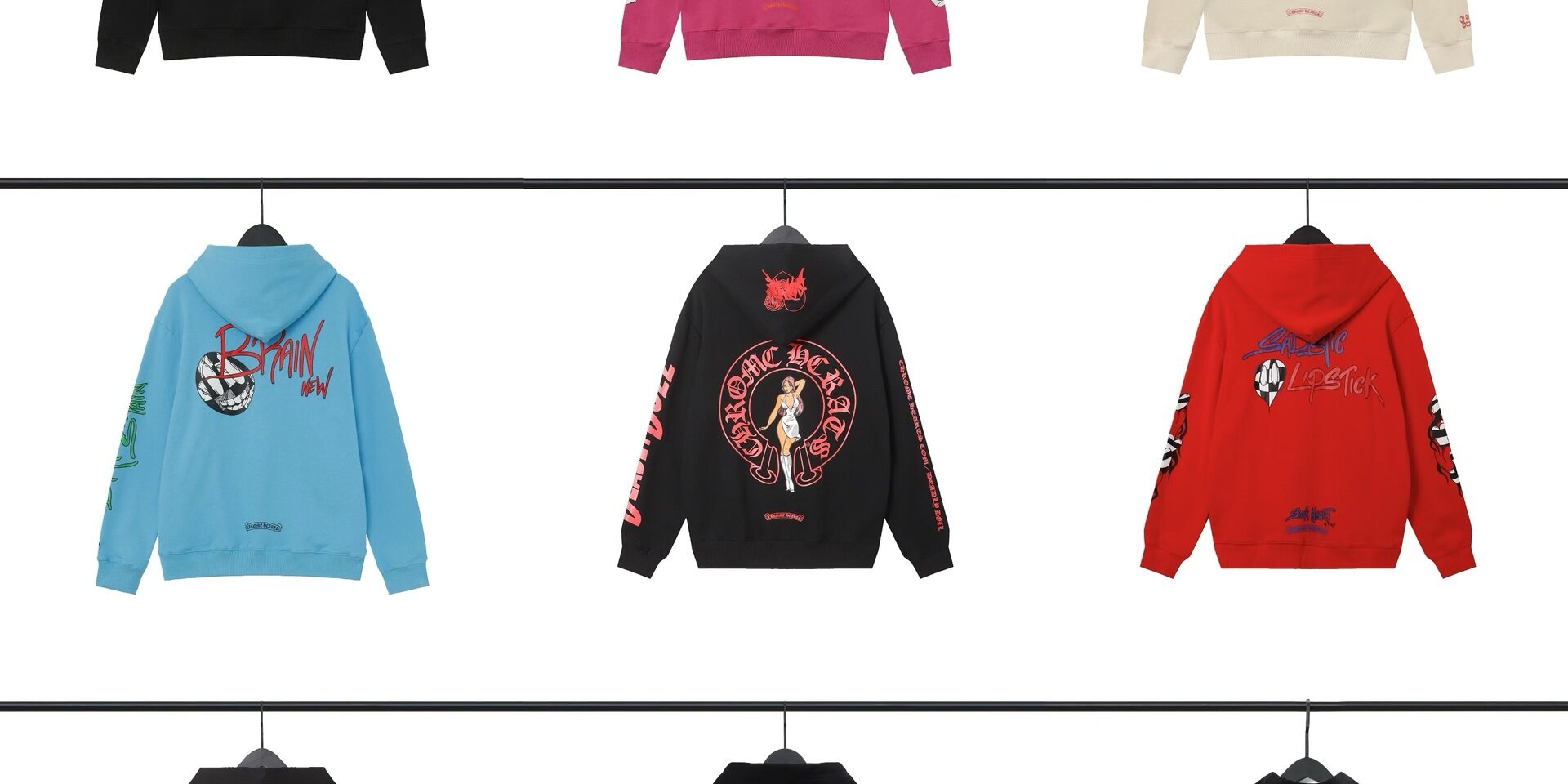 Chrome Heart Style Embroidered Street Hoodie Unisex Pullover