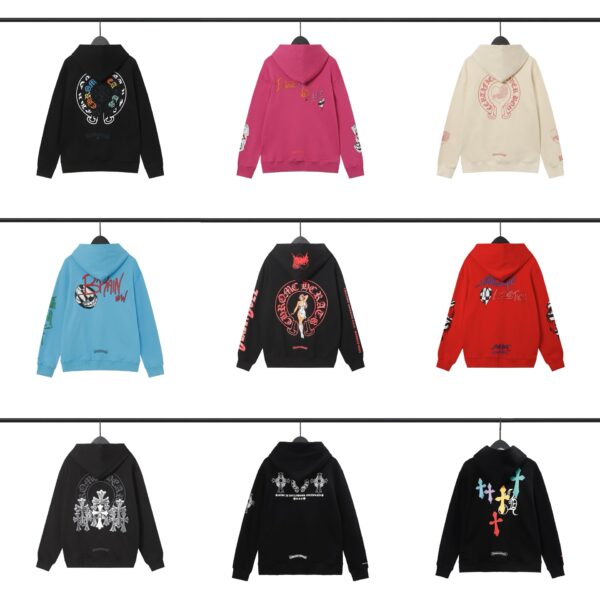 Factory Supply Chrome Heart Style Embroidered Streetwear Unisex Hoodie Sweatshirt (6) Chrome Heart Style Embroidered Street Hoodie Unisex Pullover