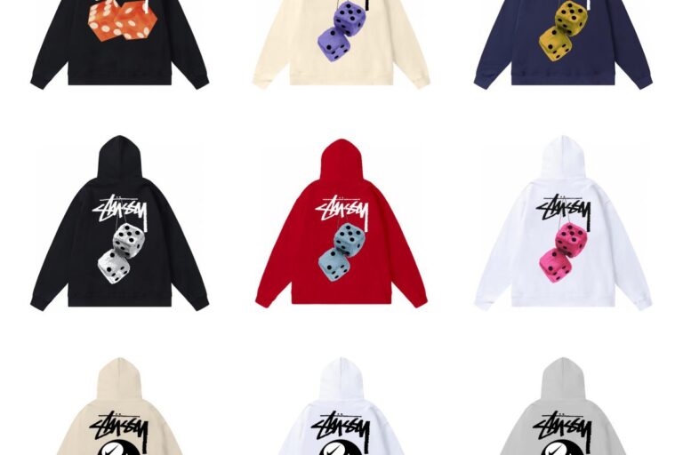 Original Brand STU Dice Lettering Black 8 Hoodie Couples Autumn Winter