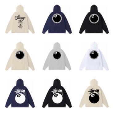 Original Brand STU Dice Lettering Black 8 Hoodie Couples Autumn Winter