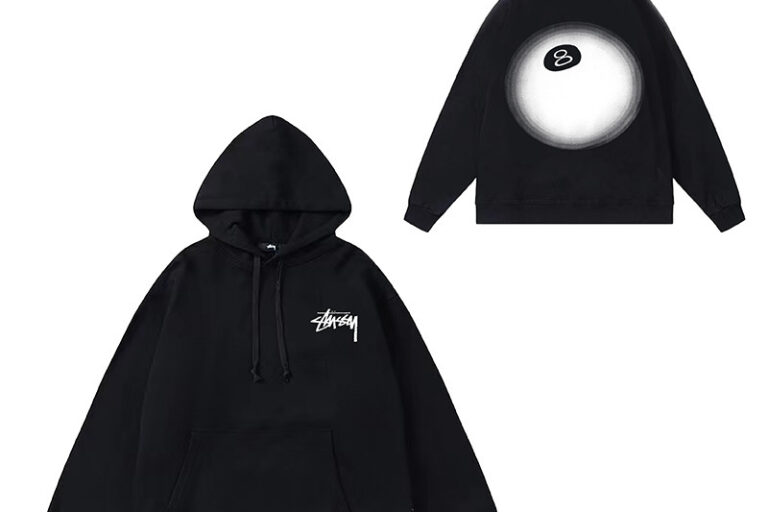 Original Brand STU Dice Lettering Black 8 Hoodie Couples Autumn Winter