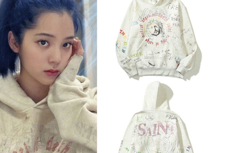 Ouyang Nana Style Graffiti Hoodie Sweatshirt Unisex Loose Fit