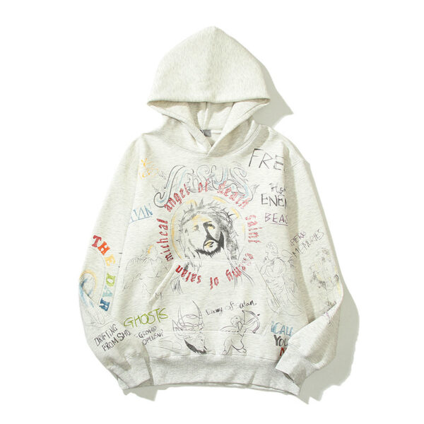 Ouyang Nana Style Graffiti Hoodie Sweatshirt Unisex Loose Fit
