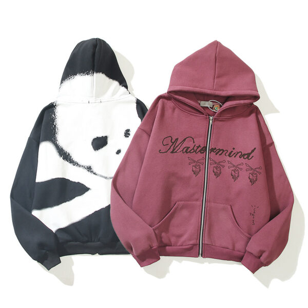 Travis Scott Skull Graffiti Zip Hoodie Sweatshirt for Men