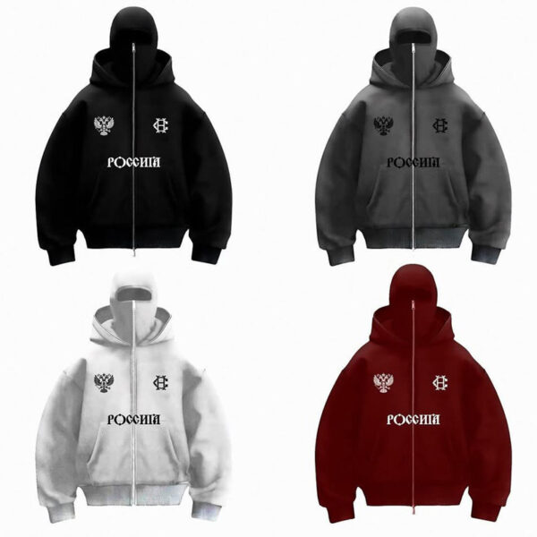 Y2K Double Hood Fleece Hoodie Unisex Loose Fit Autumn Winter