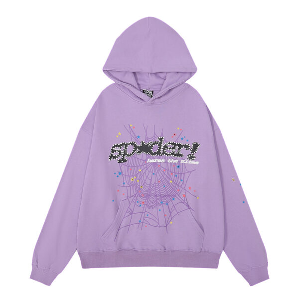 Unisex Heavyweight Hoodie Set with 555555 Spiderweb Puff Print Hip-Hop Style (6) Unisex Heavyweight Hoodie Set with 555555 Spiderweb Puff Print